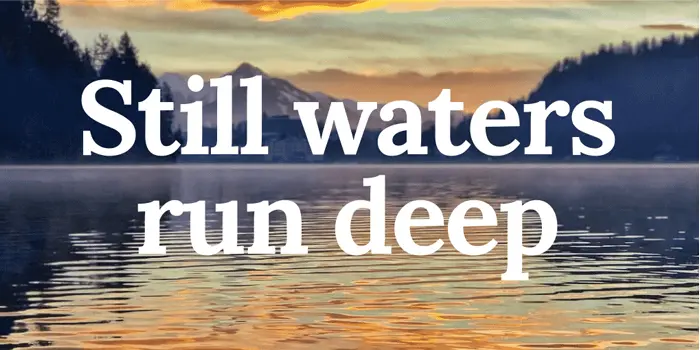 Still waters run deep. - Тиха вода греблю рве. Дослівно: тихі води - глибокі.